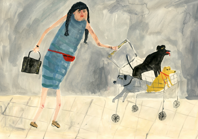 Shopping With Dogs | Giclee Art Print