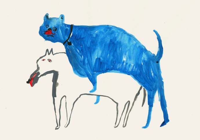 Dogs in Love (Blue) | Giclee Art Print